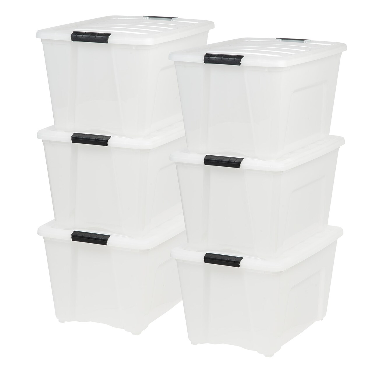 IRIS USA Plastic Storage Bins with Lids and Secure Latching Buckles